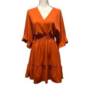 Aoysky V Neck Summer High Waist Ruffles Dress Size Medium Worn Once Rust Color